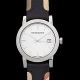 Burberry The City White Dial Black Haymarket Leather Strap Watch for Women - BU9150 Buy Now By Burberry
