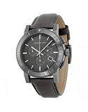 Burberry The City Chronograph Ion Plated Grey Dial Grey Leather Strap Watch for Men - BU9384 Buy Now By Burberry