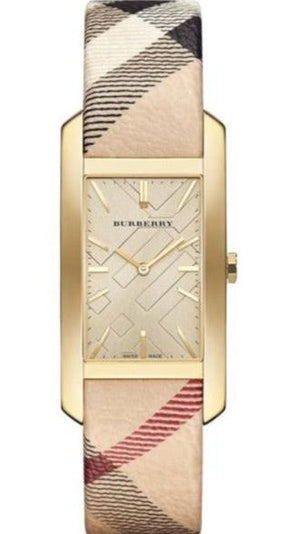 Burberry Pioneer Champagne Dial Haymarket Beige Leather Strap Watch for Women - BU9407 Buy Now By Burberry