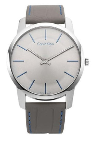 Calvin Klein City Silver Dial Grey Leather Strap Watch for Men - K2G211Q4 Buy Now By Calvin Klein
