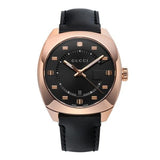 Gucci GG2570 Quartz Black Dial Black Leather Strap Watch For Men - YA142309 Buy Now By Gucci