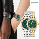 Versace Greca Time Quartz Green Dial Two Tone Steel Strap Watch For Men - VE3K00422 Buy Now By Versace