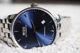 Mido Baroncelli II Automatic Blue Dial Silver Steel Strap Watch For Men - M8600.4.15.1 Buy Now By Mido