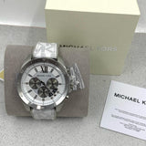 Michael Kors Brecken Chronograph Silver Dial White Leather Strap Watch For Men - MK8949 Buy Now By Michael Kors