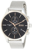 Hugo Boss Associate Black Dial Silver Mesh Bracelet Watch for Men - 1513805 Buy Now By Hugo Boss