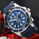 Breitling Superocean II 44mm Blue Dial Blue Rubber Strap Watch for Men - A17392D8/C910/158S/A20SS.1 Buy Now By Breitling