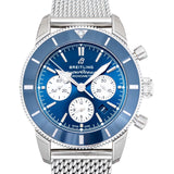 Breitling Superocean Heritage B01 Chronograph 44 Blue Dial Silver Mesh Bracelet Watch for Men - AB0162161C1A1 Buy Now By Breitling