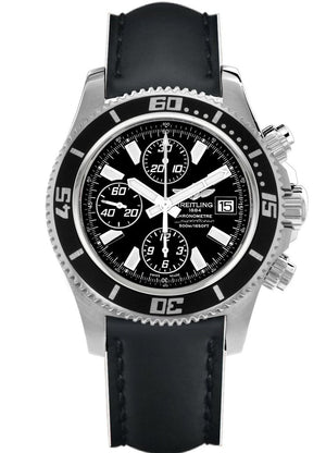 Breitling Superocean Chronograph II 44mm Automatic Black Dial Black Leather Strap Mens Watch - A1334102/BA84 Buy Now By Breitling