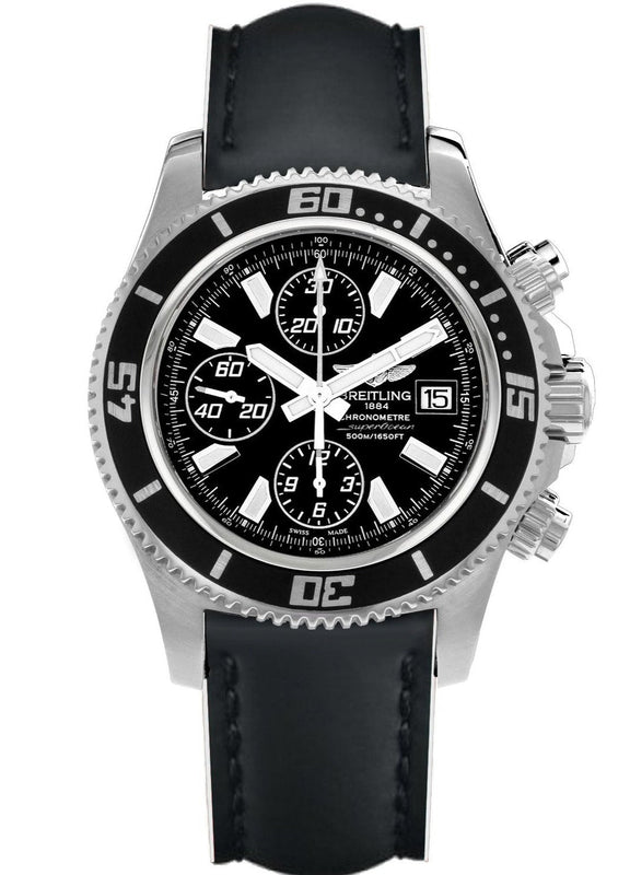 Breitling Superocean Chronograph II 44mm Automatic Black Dial Black Leather Strap Mens Watch - A1334102/BA84 Buy Now By Breitling