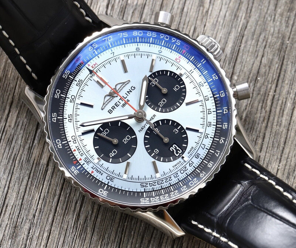 Breitling Navitimer B01 Chronograph 43 Blue Dial Black Leather Strap Watch for Men - AB0138241C1P1 Buy Now By Breitling