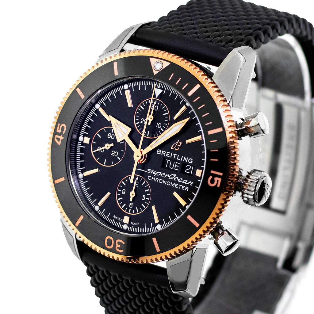 Breitling Superocean Heritage Chronograph 44 Black Dial Black Mesh Bracelet Watch for Men - U13313121B1S1 Buy Now By Breitling