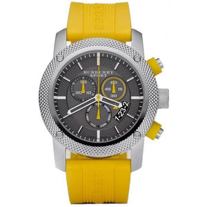 Burberry Sport Chronograph Grey Dial Yellow Rubber Strap Watch for Men - BU7712 Buy Now By Burberry