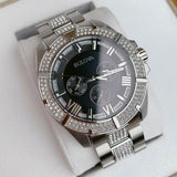 Bulova Crystal Collection Chronograph Black Dial Two Tone Steel Strap Watch for Men - 96C126 Buy Now By Bulova