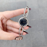 Bulova Crystal Black Mother of Pearl Dial Silver Steel Strap Watch for Women - 96L224 Buy Now By Bulova