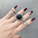 Bulova Crystal Black Mother of Pearl Dial Silver Steel Strap Watch for Women - 96L224 Buy Now By Bulova