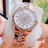 Bulova Crystal Collection Silver Dial Rose Gold Steel Strap Watch for Women - 98L229 Buy Now By Bulova