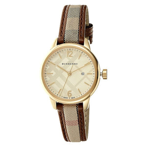 Burberry The Classic Gold Dial Brown Leather Strap Watch for Women - BU10114 Buy Now By Burberry