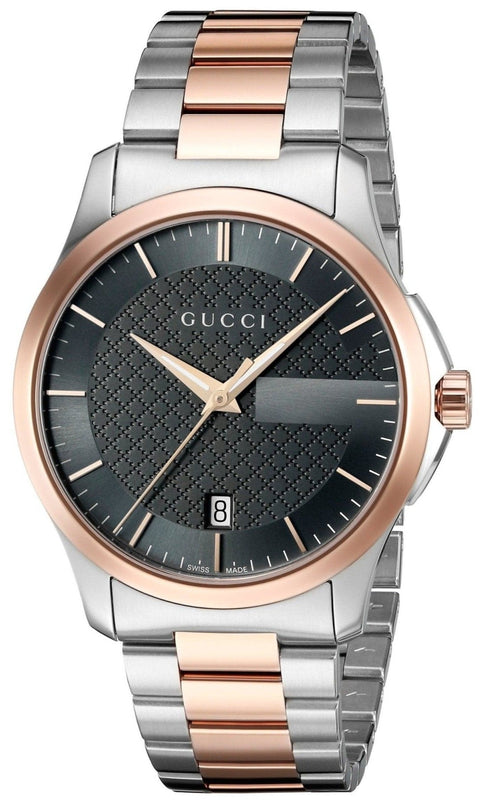 Gucci G Timeless Grey Dial Two Tone Steel Strap Watch For Men - YA126446 Buy Now By Gucci