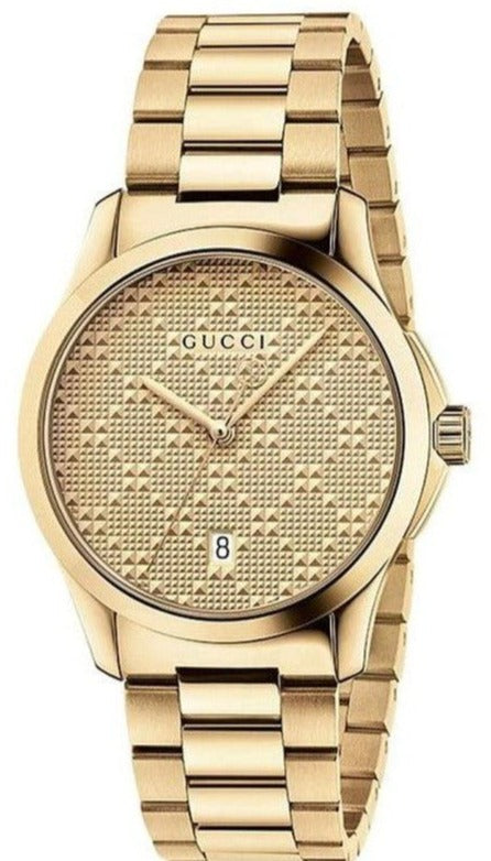 Gucci G Timeless Gold Dial Gold Steel Strap Unisex Watch - YA126461 Buy Now By Gucci