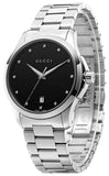 Gucci G Timeless Diamonds Black Dial Silver Steel Strap Watch For Men - YA126456 Buy Now By Gucci