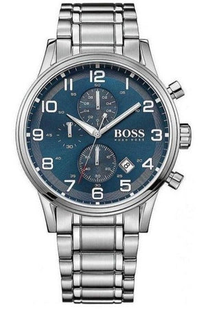 Hugo Boss Aeroliner Blue Dial Silver Steel Strap Watch for Men - 1513183 Buy Now By Hugo Boss