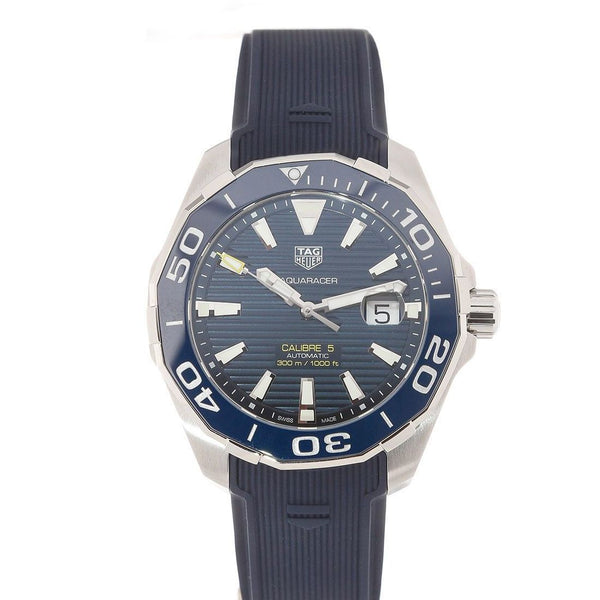 Tag Heuer Aquaracer Calibre 5 Automatic Blue Dial Blue Rubber Strap Watch for Men - WAY201B.FT6150 Buy Now By Tag Heuer