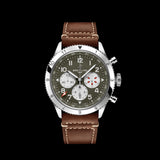 Breitling Super Avi B04 Chronograph GMT 46 Curtiss Warhawk Green Dial Brown Leather Strap Watch for Men - AB04452A1L1X1 Buy Now By Breitling