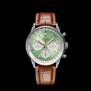 Breitling Navitimer B01 Chronograph 41 Green Dial Brown Leather Strap Watch for Men - AB0139211L1P1 Buy Now By Breitling