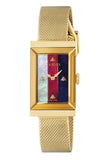 Gucci G Frame Quartz Diamonds White Red Blue Dial Gold Mesh Bracelet Watch For Women - YA147511 Buy Now By Gucci