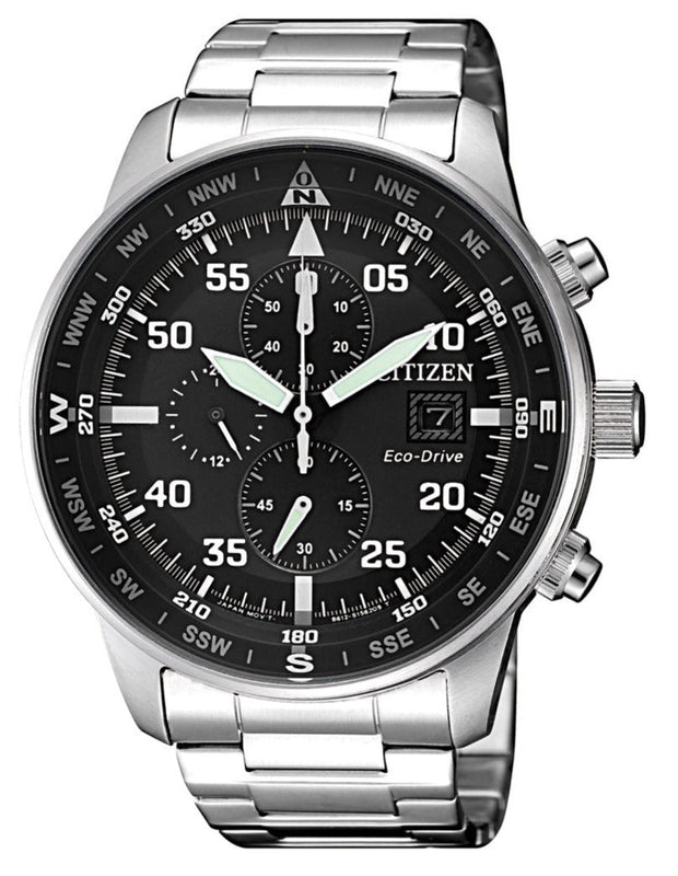 Citizen Eco Drive Chronograph Black Dial Silver Steel Strap Watch For Men - CA0690-88E Buy Now By Citizen