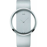 Calvin Klein Glam Transparent Dial White Leather Strap Watch for Women - K9423101 Buy Now By Calvin Klein