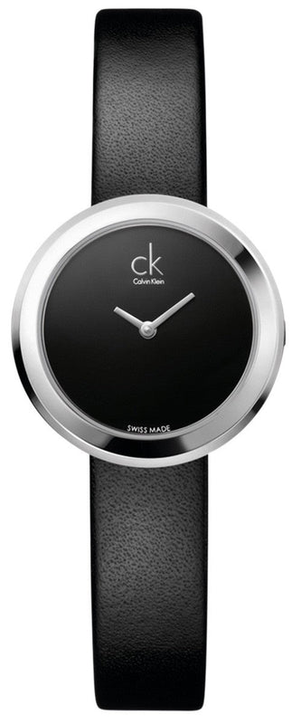 Calvin Klein Firm Black Dial Black Leather Strap Watch for Women - K3N231C1 Buy Now By Calvin Klein