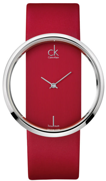 Calvin Klein Glam Transparent Dial Red Leather Strap Watch for Women - K9423144 Buy Now By Calvin Klein