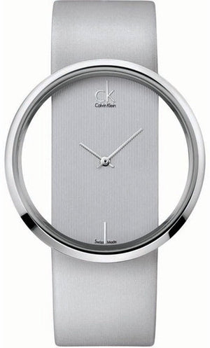 Calvin Klein Glam Transparent Silver Dial Grey Leather Strap Watch for Women - K9423193 Buy Now By Calvin Klein