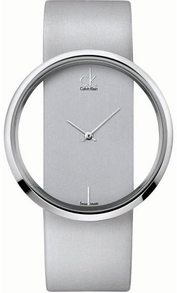 Calvin Klein Glam Transparent Silver Dial Grey Leather Strap Watch for Women - K9423193 Buy Now By Calvin Klein