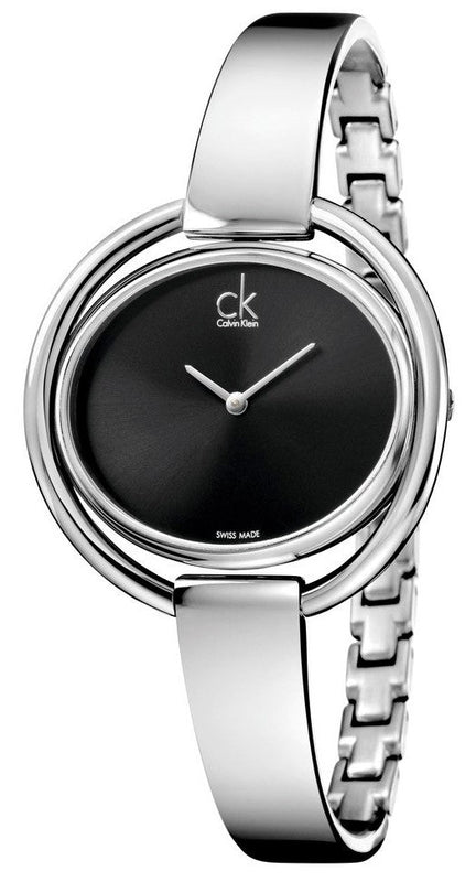 Calvin Klein Impetuous Black Dial Silver Steel Strap Watch for Women - K4F2N111 Buy Now By Calvin Klein
