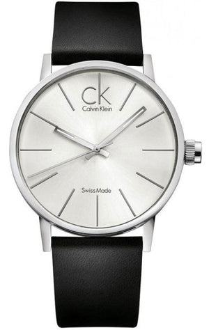Calvin Klein Post Minimal Silver Dial Black Leather Strap Watch for Men - K7621192 Buy Now By Calvin Klein