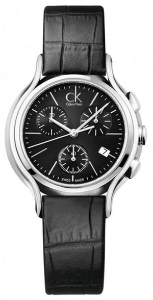 Calvin Klein Skirt Chronograph Black Dial Black Leather Strap Watch for Men - K2U291C1 Buy Now By Calvin Klein