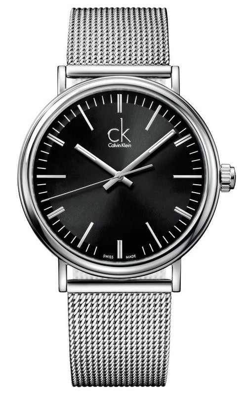 Calvin Klein Surround Black Dial Silver Mesh Bracelet Watch for Men - K3W21121 Buy Now By Calvin Klein