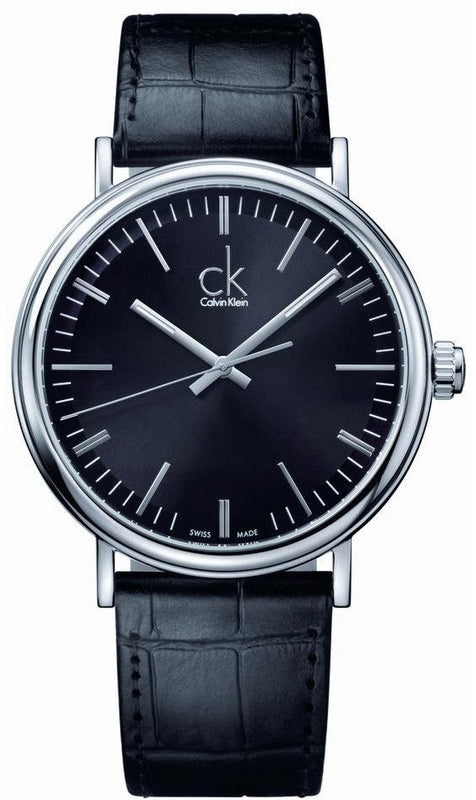 Calvin Klein Surround Black Dial Black Leather Strap Watch for Men - K3W211C1 Buy Now By Calvin Klein