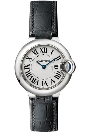 Cartier Ballon Bleu Silver Dial Black Leather Strap Watch for Women - W69018Z4 Buy Now By Cartier