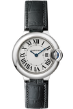 Cartier Ballon Bleu Silver Dial Black Leather Strap Watch for Women - W69018Z4 Buy Now By Cartier