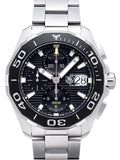 Tag Heuer Aquaracer Calibre 16 Day-Date Black Dial Silver Steel Strap Watch for Men - CAY211A.BA0927 Buy Now By Tag Heuer