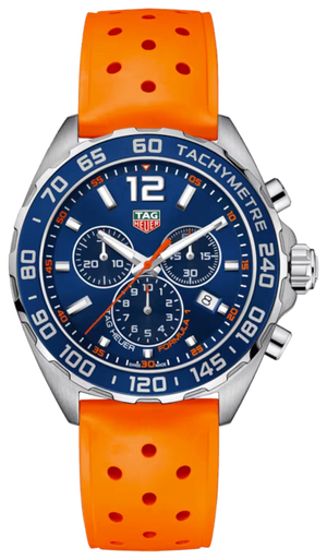 Tag Heuer Formula 1 Quartz Chronograph Blue Dial Orange Rubber Strap Watch for Men - CAZ1014.FT8028 Buy Now By Tag Heuer