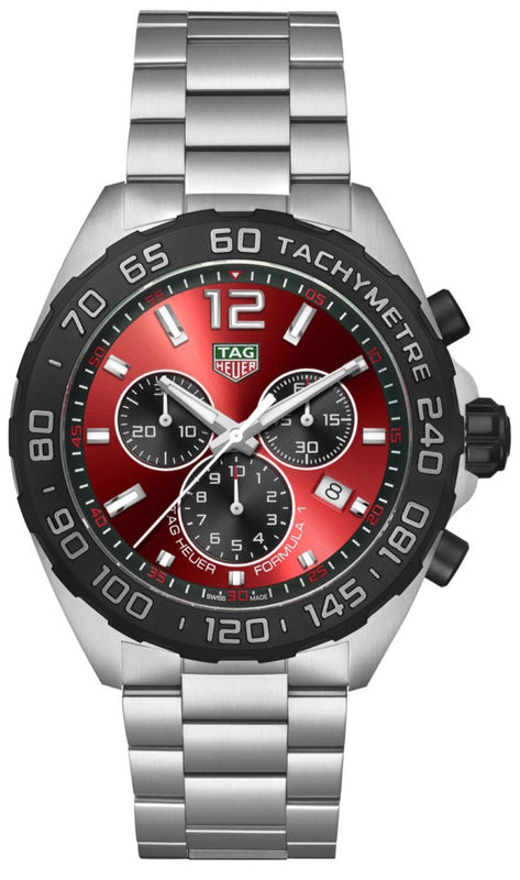 Tag Heuer Formula 1 Chronograph Red Dial Silver Steel Strap Watch for Men - CAZ101AN.BA0842 Buy Now By Tag Heuer
