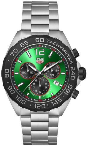 Tag Heuer Formula 1 Chronograph Green Dial Silver Steel Strap Watch for Men - CAZ101AP.BA0842 Buy Now By Tag Heuer