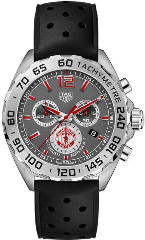 Tag Heuer Formula 1 Manchester United Special Edition Grey Dial Black Silicone Strap Watch for Men - CAZ101M.FT8024 Buy Now By Tag Heuer