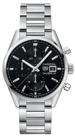 Tag Heuer Carrera Automatic Chronograph Black Dial Silver Steel Strap Watch for Men - CBK2110.BA0715 Buy Now By Tag Heuer