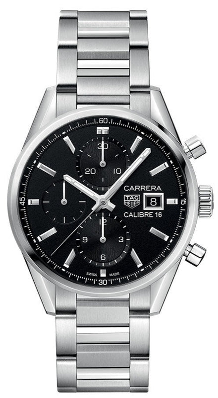 Tag Heuer Carrera Automatic Chronograph Black Dial Silver Steel Strap Watch for Men - CBK2110.BA0715 Buy Now By Tag Heuer