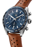 Tag Heuer Carrera Automatic Chronograph Blue Dial Brown Leather Strap Watch for Men - CBN2A1A.FC6537 Buy Now By Tag Heuer
